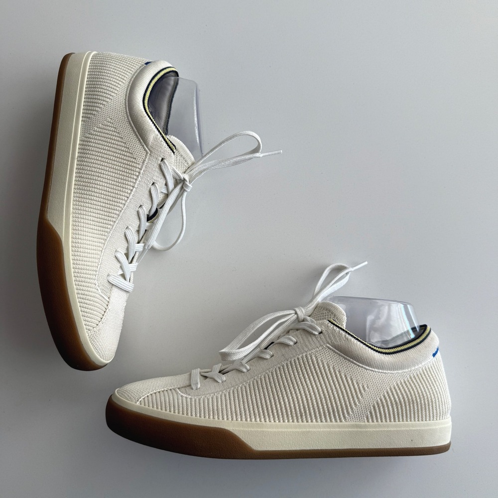 Rothy's EUC The Lace Up in Vanilla Cream Recycled Washable Comfort Sneaker sz 10